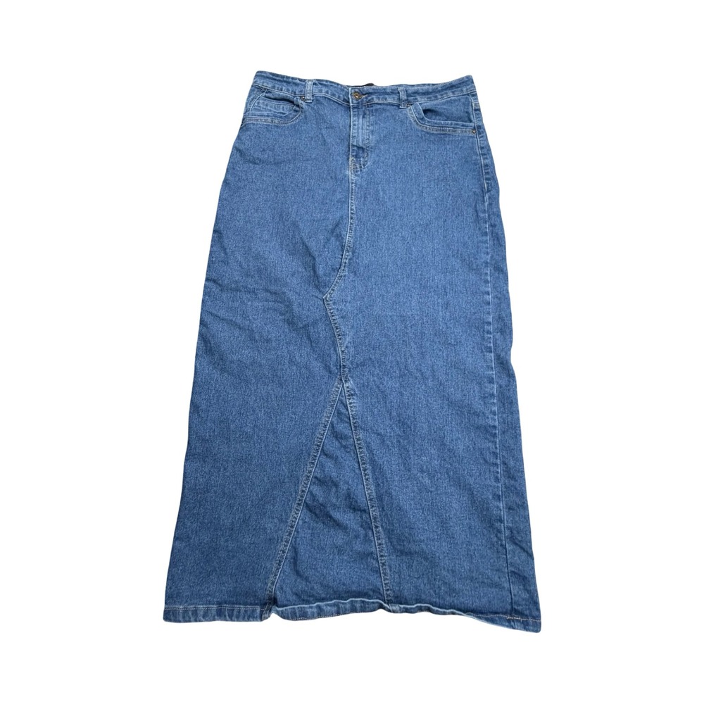 Nicole Premium Jeans Maxi Skirt Womens 14 Blue Denim A-Line Modest Cotton Modest